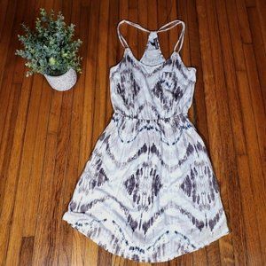 Express Tribal Mini Dress Beige Brown Casual Neutral Strappy Boho Knit Cotton XS